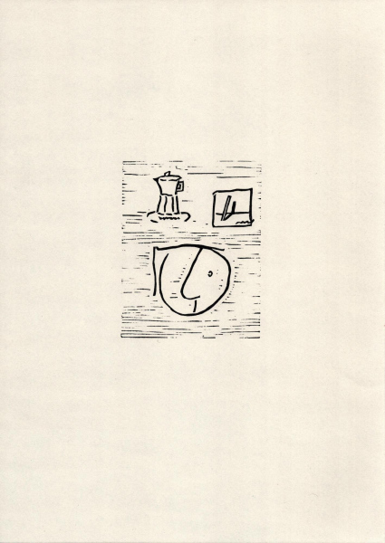 early thoughts, 2021, linocut on paper, 29.7 x 42 cm