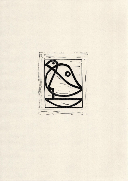 he whistles and he runs, 2021, linocut on paper, 29.7 x 42 cm