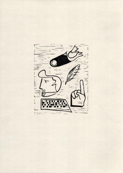 giants, 2021, linocut on paper, 29.7 x 42 cm